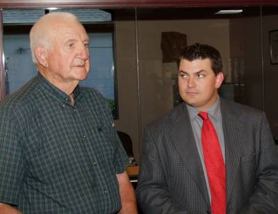 Mountain Meadows Monument Foundation Library Committee Chair Burr Fancher with the Sharlot Hall Museum Libray and Archives Research Director Ryan S. Flahive